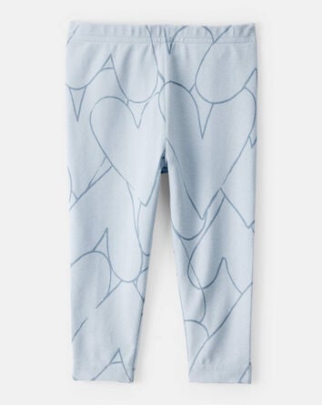Baby Girl Cotton Heart Stretch Leggings - Blue, 