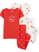 Red - Toddler 4-Piece Cherry 100% Snug Fit Cotton Pajamas