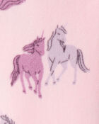 Girls Unicorn Fleece Loose Fit Night Gown - Pink, image 2 of 3 slides