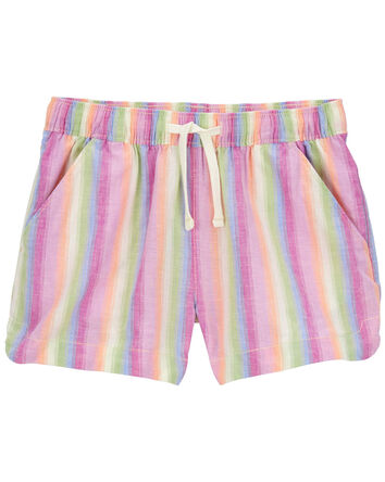 Kid Linen Cotton Drawstring Sun Shorts, 