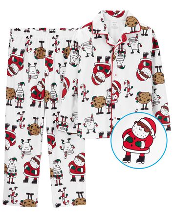 Kid 2-Piece Santa Cookies Fleece Coat-Style Pajamas, 