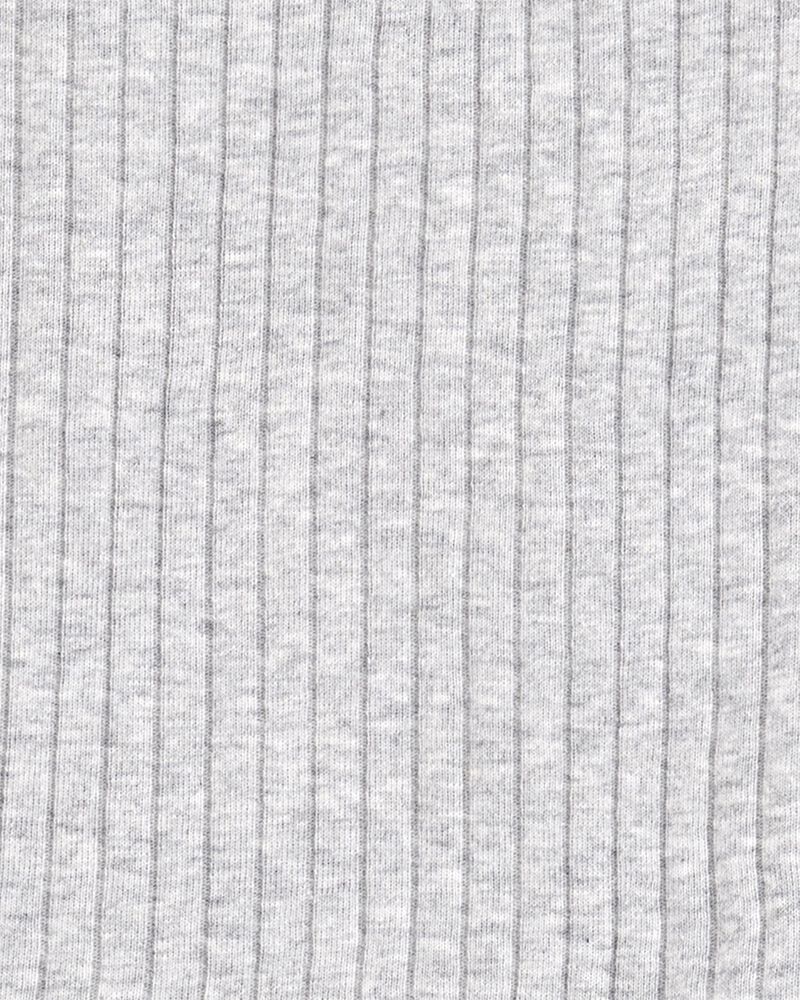Kid Solid Ribbed Cotton Blend 2-Piece Pajamas - Grey, image 2 of 3 slides