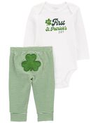 Baby 2-Piece First St. Patrick's Day Bodysuit Pant Set, image 1 of 4 slides