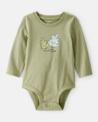 Baby Girl Auntie Cotton Long-Sleeve Graphic Bodysuit - Green, image 1 of 3 slides