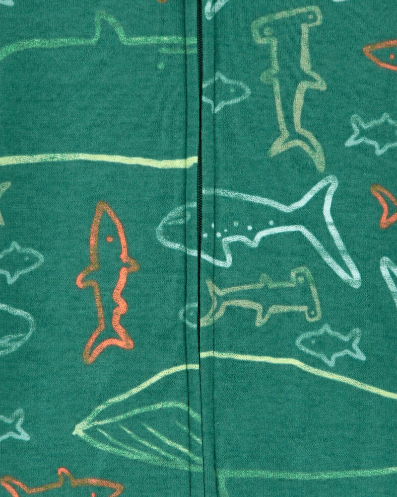 Toddler 1-Piece Shark 100% Snug Fit Cotton Romper Pajamas, image 2 of 2 slides