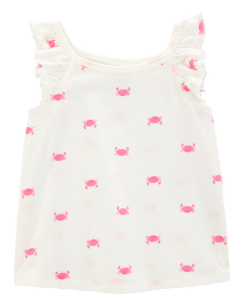 Toddler Crab Flutter-Sleeve Tank - Ivory, 