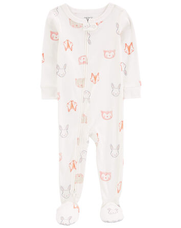 Toddler 1-Piece Animals 100% Snug Fit Cotton Footie Pajamas, 