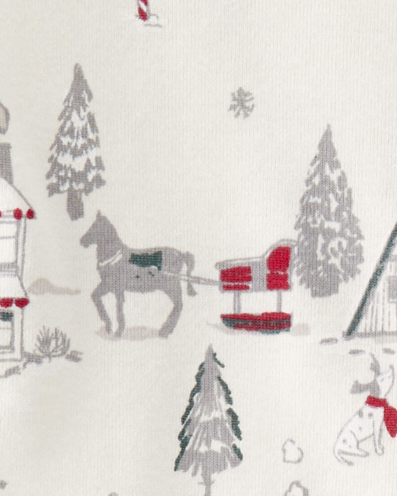 Baby Organic Cotton Pajamas Set in Winter Village, image 3 of 5 slides