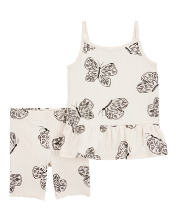 Baby 2-Piece Butterfly Tank & Bike Short Set - Ivory, 