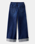Kid Rigid Mid Rise Cuffed Wide Leg Jeans - Dark Wash, image 2 of 4 slides
