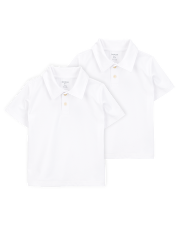 Toddler 2-Pack Active Uniform Polo Shirts in Moisture Wicking BeCool™ Fabric - White, 