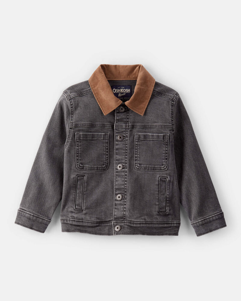 Toddler Boy Denim Long-Sleeve Fashion Jacket - Black, image 1 of 3 slides