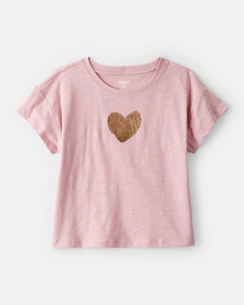 Girls Heart of Gold Cotton Short-Sleeve Graphic Tee - Pink, image 1 of 5 slides