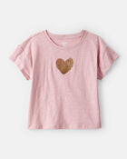 Girls Heart of Gold Cotton Short-Sleeve Graphic Tee - Pink, image 1 of 5 slides