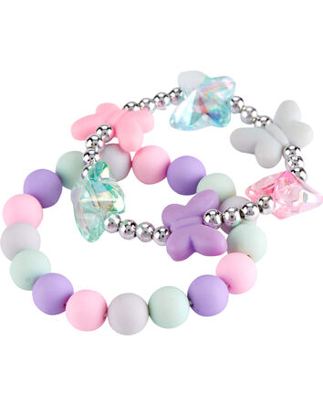 3-Piece Butterfly Necklace & Bracelets Set, 