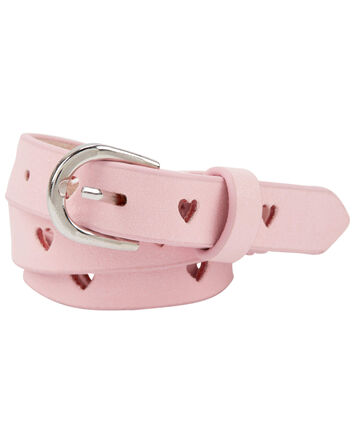 Faux Leather Heart Belt in Pink, 
