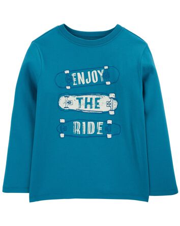 Skateboard Long-Sleeve Graphic Tee - Blue, 