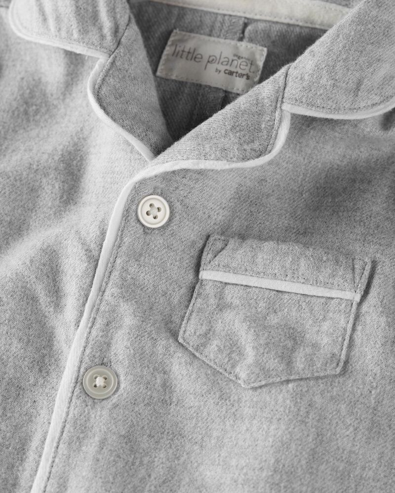 Baby 1-Piece Organic Cotton Coat Style Pajamas, image 2 of 4 slides