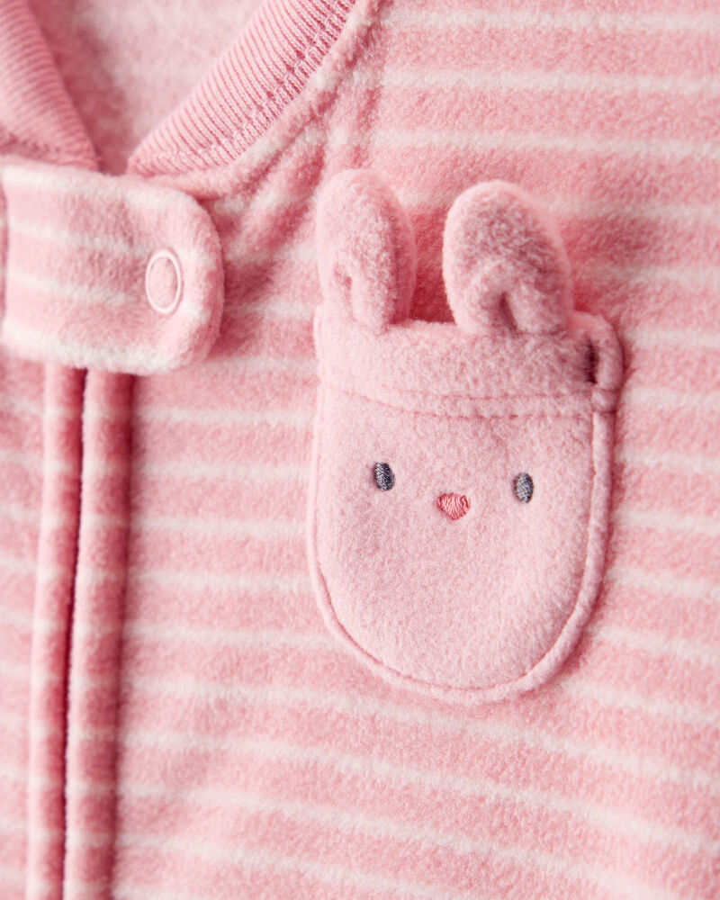 Baby Bunny Striped Long-Sleeve Wearable Blanket - Pink, image 2 of 4 slides