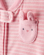 Baby Bunny Striped Long-Sleeve Wearable Blanket - Pink, image 2 of 4 slides