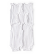 Baby 5-Pack Sleeveless Bodysuits - White, image 1 of 5 slides