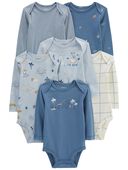 Blue/White - Baby 6-Pack Long-Sleeve Bodysuits