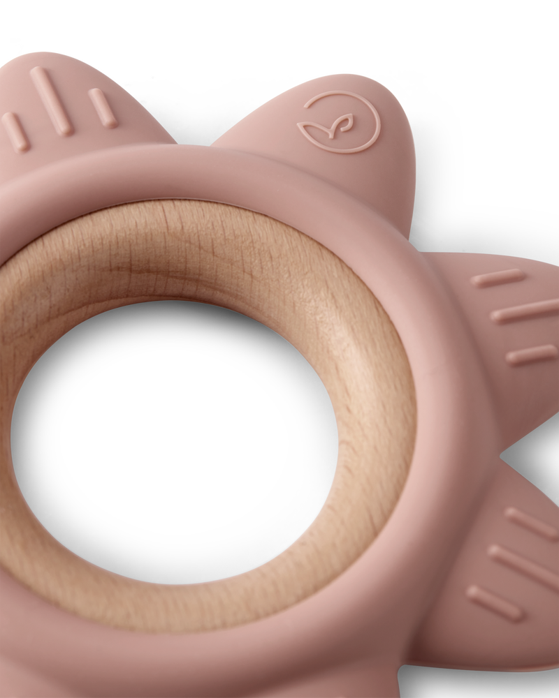 Little Planet Silicone & Wood Teether - Pink, image 3 of 3 slides