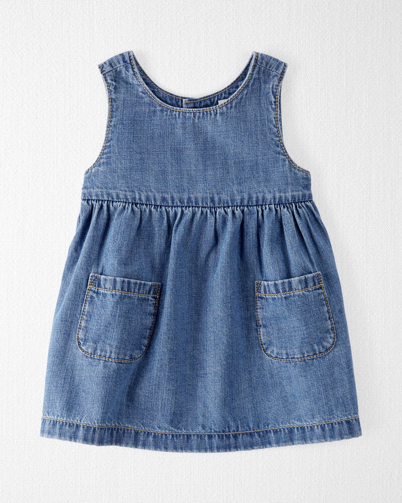 Baby Organic Cotton Chambray Pocket Dress, image 1 of 6 slides