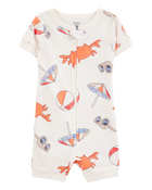 Baby 1-Piece Beach Crab 100% Snug Fit Cotton Romper Pajamas - Ivory, image 1 of 3 slides