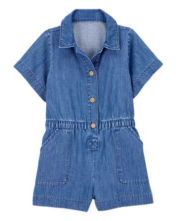 Toddler Iconic Denim Button-Down Romper - Blue, 