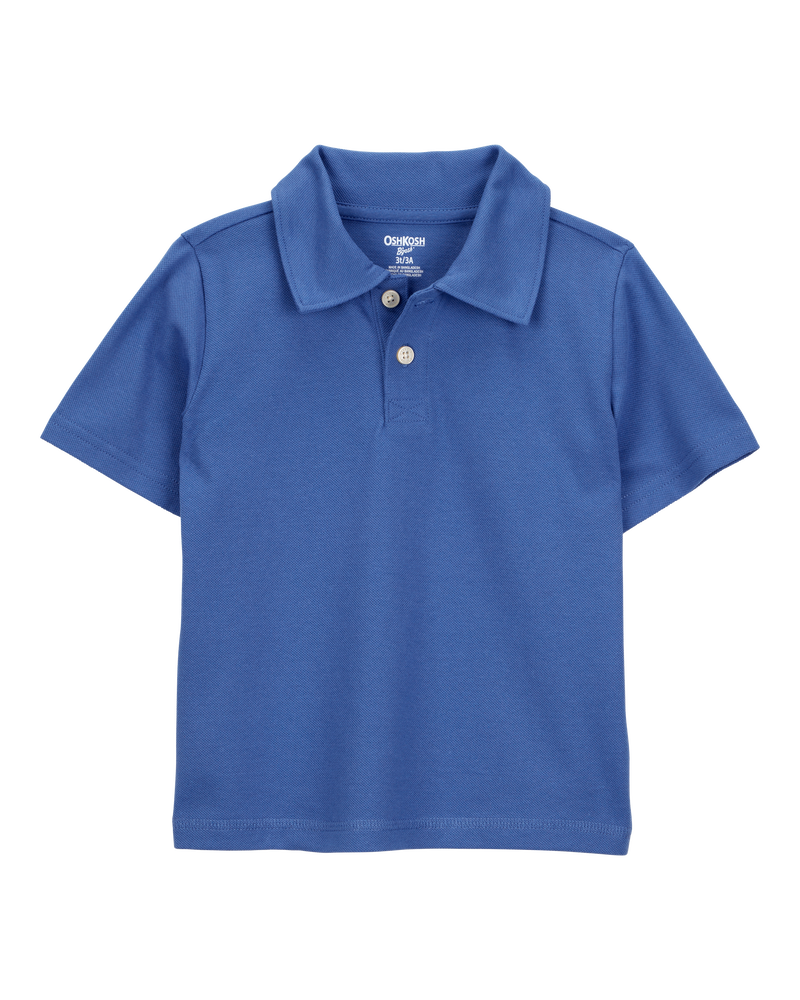 Toddler Pique Uniform Polo Shirt - Blue, image 1 of 3 slides