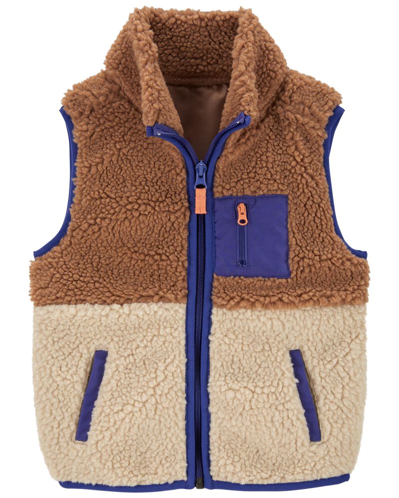 Toddler Zip-Up Sherpa Vest, image 1 of 4 slides