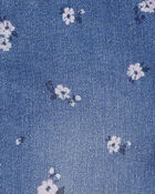 Toddler Girl Floral Print Ruffle Stretch Denim Overalls, image 3 of 5 slides