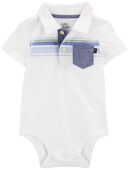White - Baby Pocket Henley Jersey Bodysuit