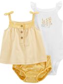 Yellow/White - Baby 3-Piece Little Diaper Cover Set