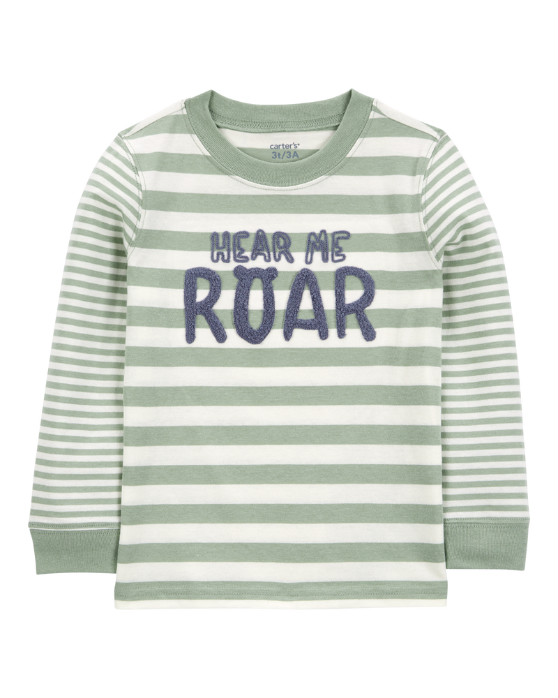 Toddler Hear Me Roar Striped Long-Sleeve Graphic Tee, image 1 of 3 slides