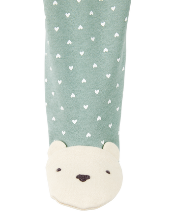 Baby Girl Polka Dot 2-Way Zip Cotton Sleep & Play Pajamas - Green, 