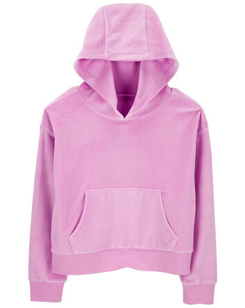 Cropped Velour Hoodie, 