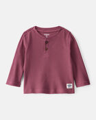 Baby Boy Long-Sleeve Henley T-Shirt - Red, image 1 of 3 slides