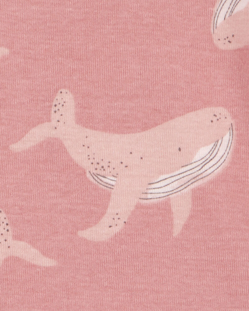 Toddler Whale Striped Snug Fit Cotton 4-Piece Pajamas, image 2 of 4 slides