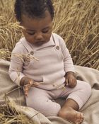 Baby Organic Cotton Sweater Knit Overalls in Perfect Pink
, image 1 of 6 slides