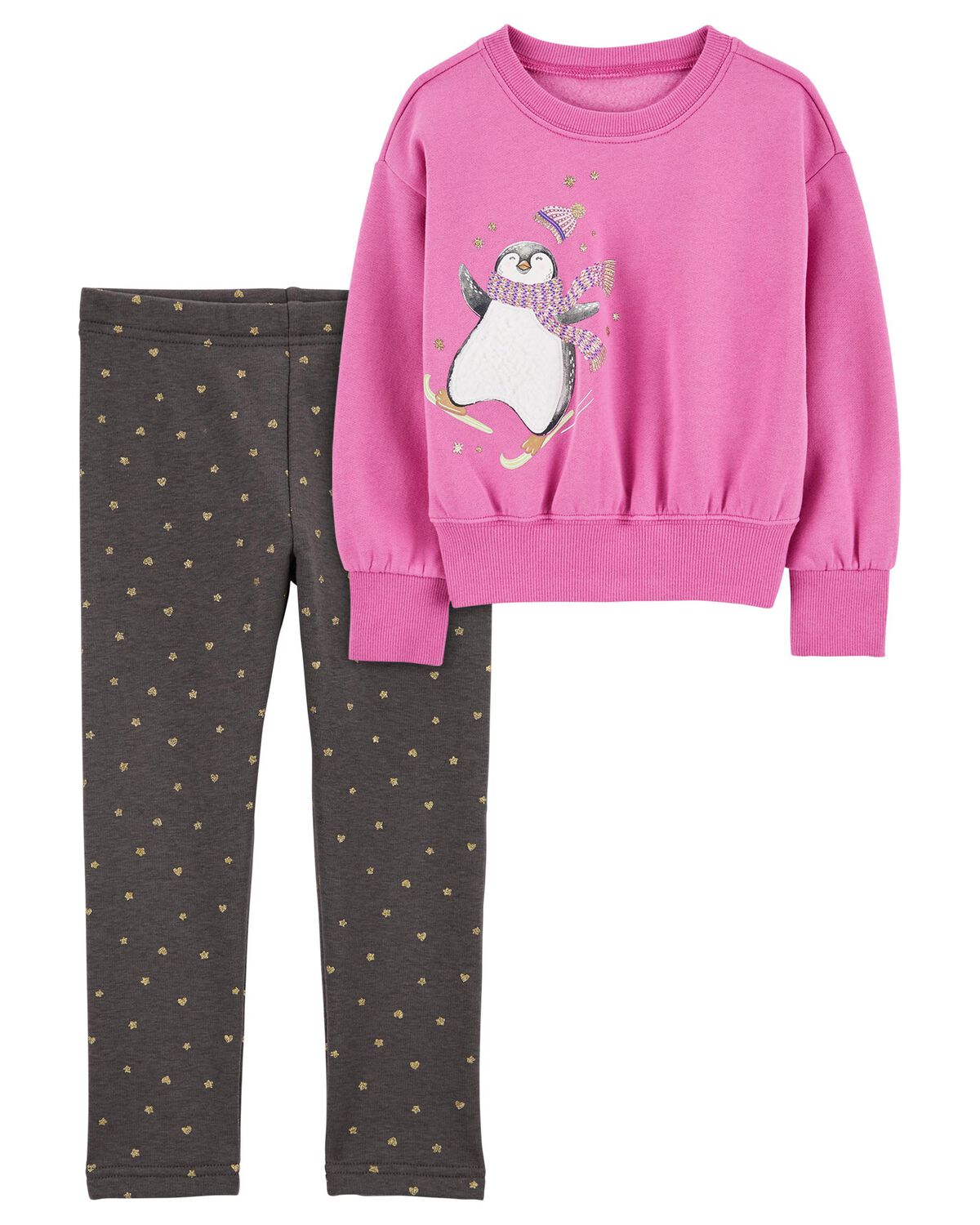 Baby 2-Piece Penguin Fleece Sweater & Cozy Fleece Leggings