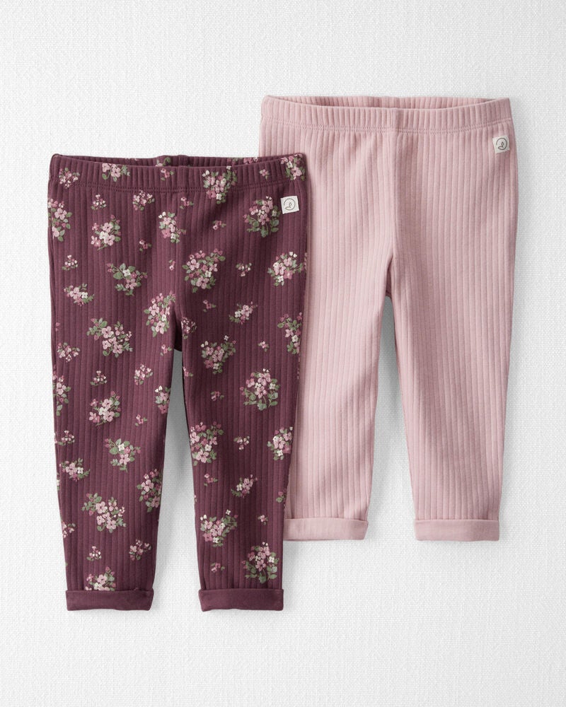 Baby 2-Pack Organic Cotton Rib Leggings, image 1 of 4 slides