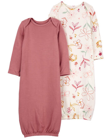 Baby 2-Pack Floral PurelySoft Sleeper Gowns, 