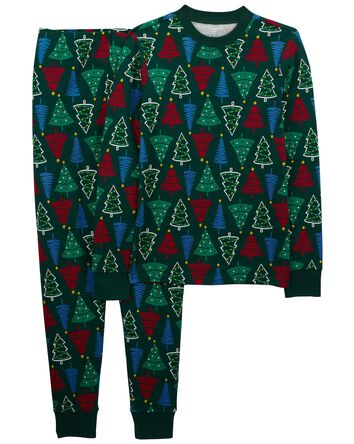 Adult 2-Piece Christmas Tree 100% Snug Fit Cotton Pajamas, 