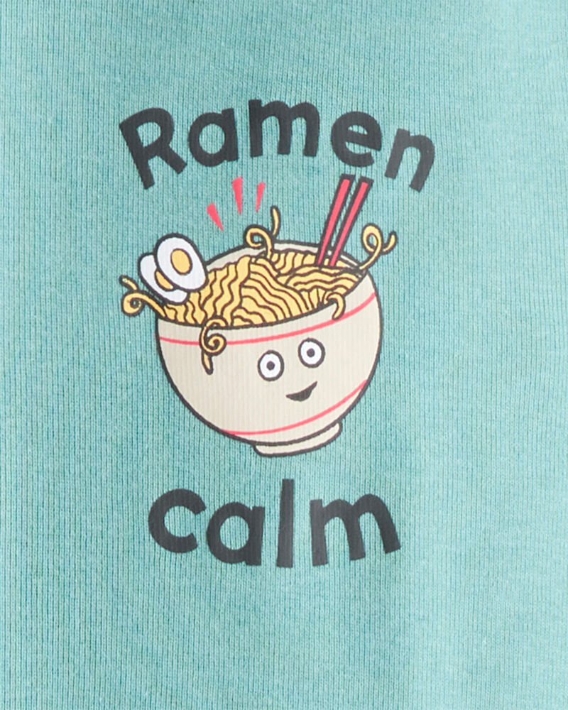 Boys Ramen Calm Print 100% Cotton Long-Sleeve 4-Piece Pajamas - Blue/White, image 2 of 4 slides