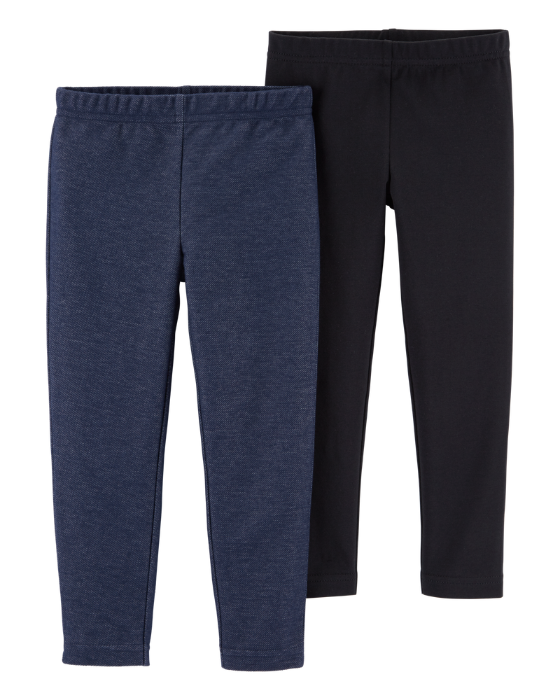 Toddler 2-Pack Navy & Black Leggings Set, image 1 of 2 slides