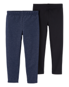 Toddler 2-Pack Navy & Black Leggings Set, image 1 of 2 slides