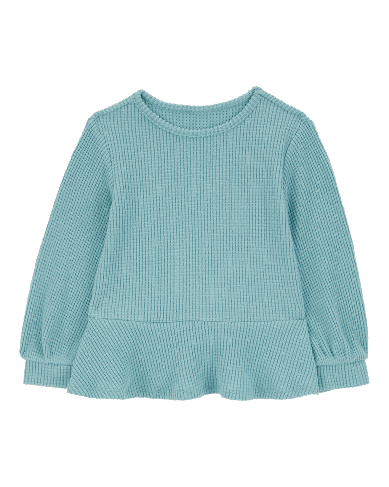 Baby Waffle Knit Thermal Peplum Top, image 1 of 3 slides