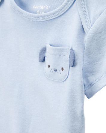 Baby Boy 5-Pack Dog Short-Sleeve Cotton Bodysuits - Blue, 
